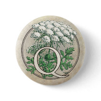 Queen Anne's Lace Flower Monogram Pinback Button