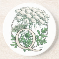 Queen Anne's Lace Flower Monogram coasters