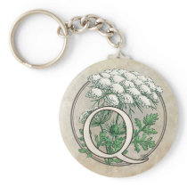 Queen Anne's Lace Flower Monogram Key Chain