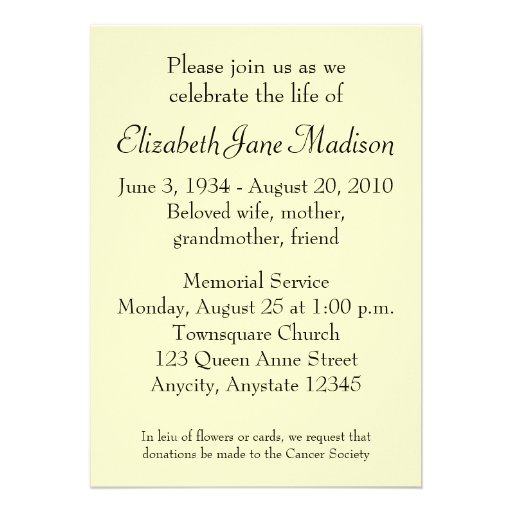 Queen Anne's Lace Memorial Service Announcement