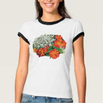 Queen Annes Lace with Orange Flowers Ladies t-shirts