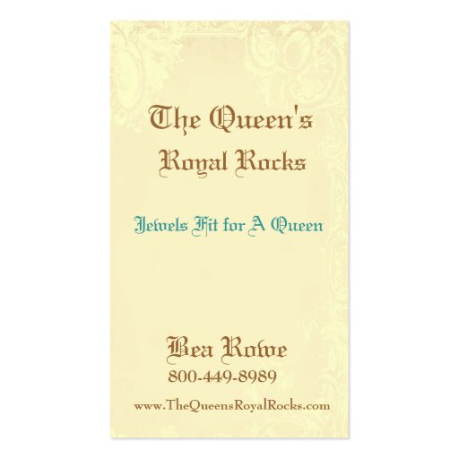 Queen Bee Royal Crown Business Card (back side)