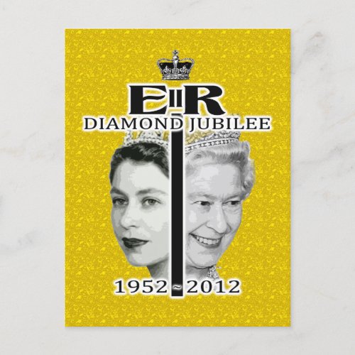 Queen Diamond Jubilee Gold Postcard postcards