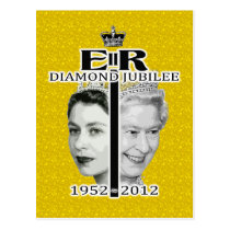 Queen Diamond Jubilee Gold Postcard postcards