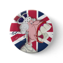 Queen Elizabeth Cartoon Button 60th Anniversary