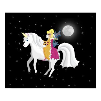 Queen Faery and Unicorn Print print