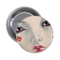 Queen jester heart face Button buttons