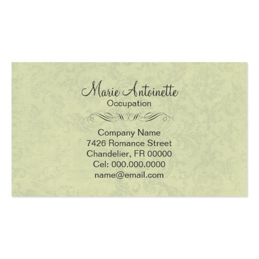 Queen Marie Antoinette ~ Business Card (back side)