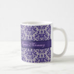 "Queen Mummy" damask purple grey mug
