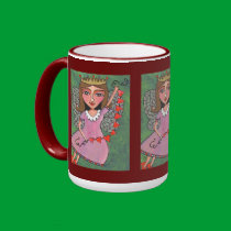 Queen of Hearts Fairy - mug (ringer) by folkartblonde Queen of Hearts Fairy - mug (ringer)