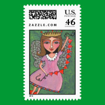 Queen of Hearts Fairy - postage stamp stamps