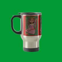 Queen of Hearts Fairy - travel mug by folkartblonde Queen of Hearts Fairy - travel mug