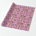 Queen of Hearts gold crowns tiaras lilac gift wrap