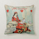 Queen of Hearts Vintage Drawing Personalized Throw Pillow