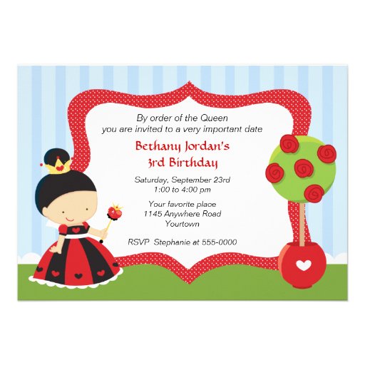 Queen of Hearts Wonderland Birthday Custom Invite