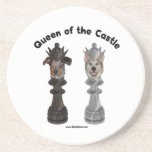 Queen of the Castle Chess Dogs Drink Coasters