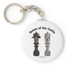 Queen of the Castle Chess Dogs Key Chains