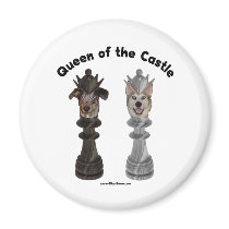 Queen of the Castle Chess Dogs Magnet