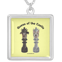 Queen of the Castle Chess Dogs Personalized Necklace