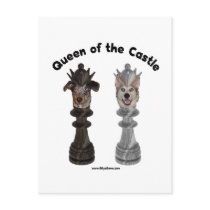 Queen of the Castle Chess Dogs Postcard