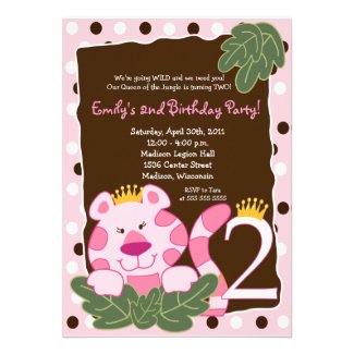 QUEEN OF THE JUNGLE 2nd Birthday Invitation