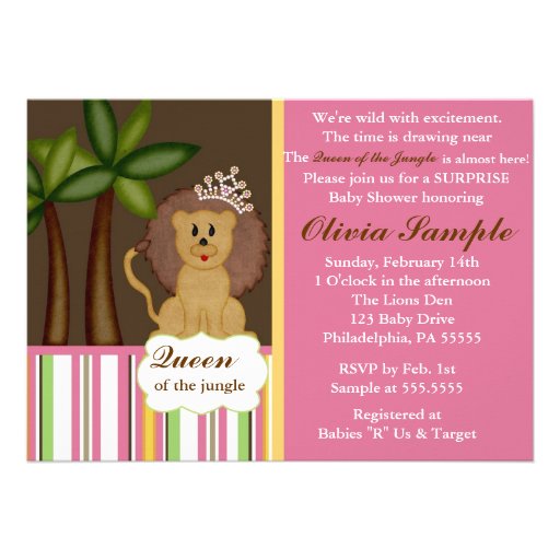 Queen of the Jungle Baby Shower Invitation