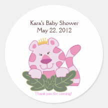 Queen of the Jungle Pink Baby Shower Favor Sticker