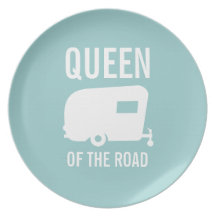 Queen of the Road Vintage Camper Dinner Plate