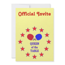 Queen of the Table Ping Pong Custom Invites