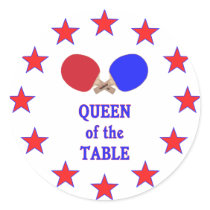 Queen of the Table Ping Pong Round Sticker