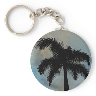 Queen Palm Silloutte From Florida keychain