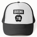Queens 718 Cut Out of Big Apple &  Banner, 1 Color hats