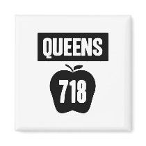 Queens 718 Cut Out of Big Apple &  Banner, 1 Color magnets