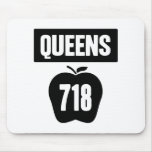 Queens 718 Cut Out of Big Apple &  Banner, 1 Color Mousepad