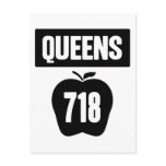 Queens 718 Cut Out of Big Apple &amp;  Banner, 1 Color Postcard