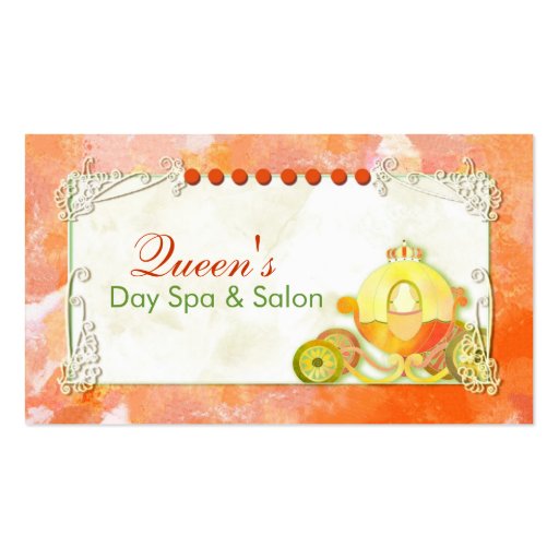 Queen's Carriage: Salon & Spa Business Cards (front side)