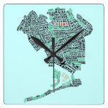 Queens NY Typography Map Art Wall Clock