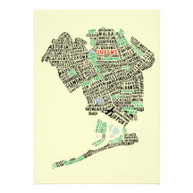 Queens NY Typography Map Party Invitations