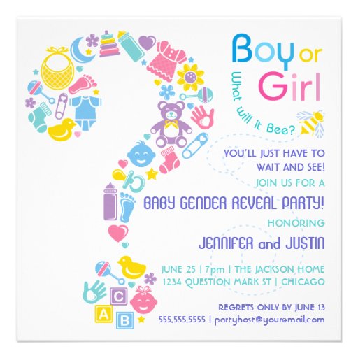 Question Mark Gender Reveal Party Invitation