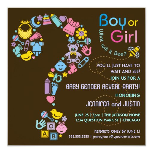 Question Mark Gender Reveal Party Invitation | Zazzle