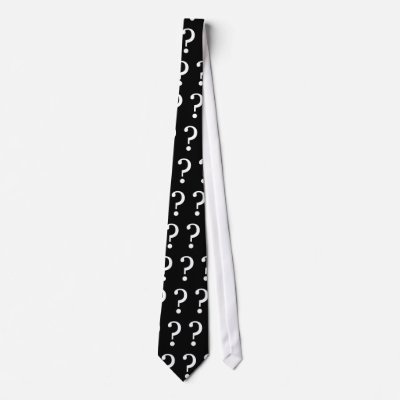 Question Mark Tie by nikinonsense. in black and white.