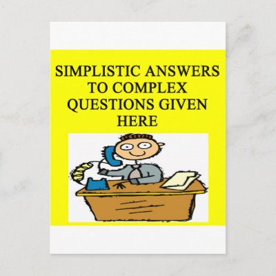 questions and answers joke post card by jimbuf. more funny desfigns in