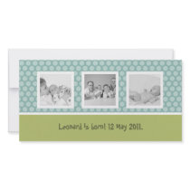 Quick birth announcement with cute polka dots custom photo card