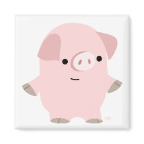 Quiet Cartoon Pig magnet by Lioness_Graphics Quiet Cartoon Pig magnet