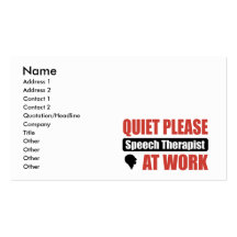 Quiet Please Speech Therapist At Work Business Card
