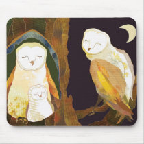 Quiet Time of Cute Owl Family mousepads