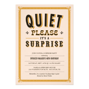 Quiet Vintage Surprise Party Invitations