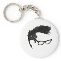 Quiff + Specs = Indefatigable Genius Keychains