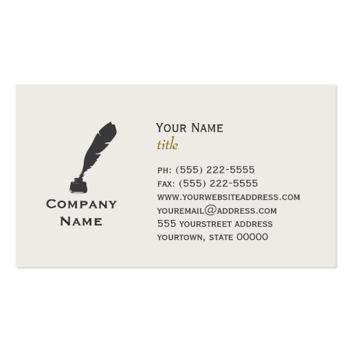 Quill and Ink Bottle Business Card (front side)