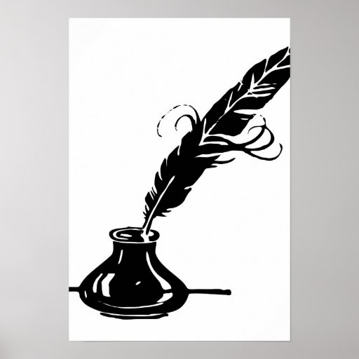 Quill and Ink Bottle Poster | Zazzle